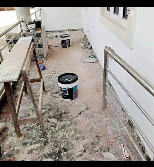 Before: Balcony tile cleaning