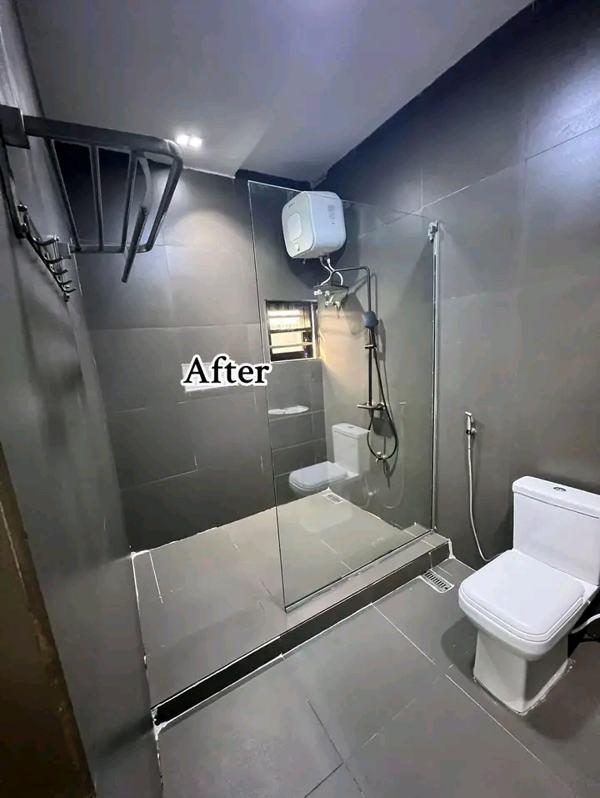 After: Post-construction bathroom cleaning