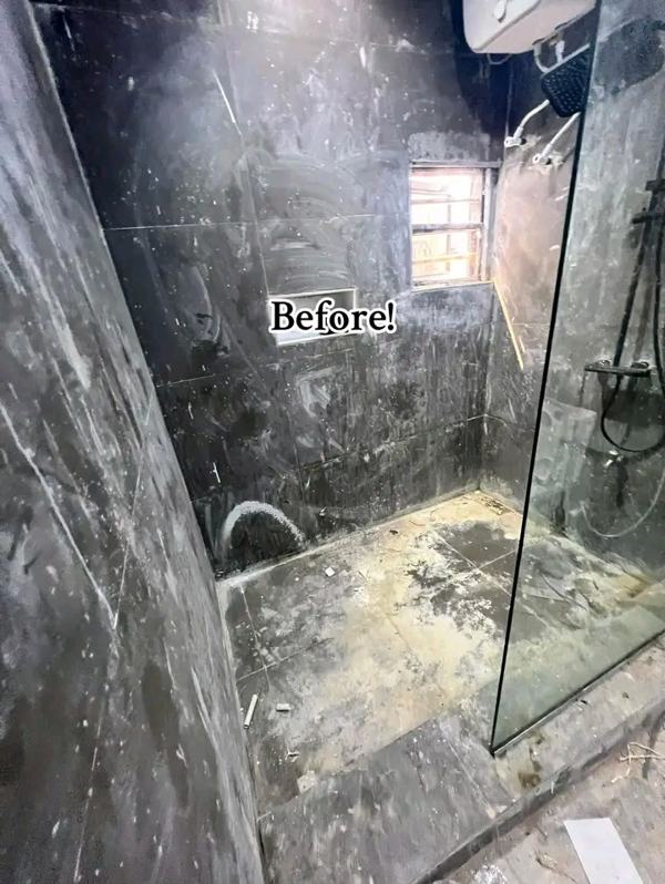 Before: Post-construction bathroom cleaning