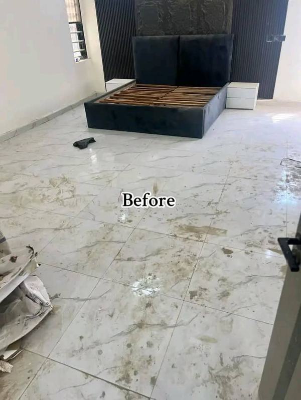 Before: Post-construction floor cleaning