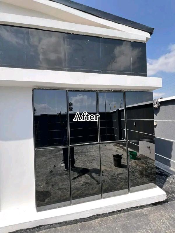 After: Post-construction glass cleaning