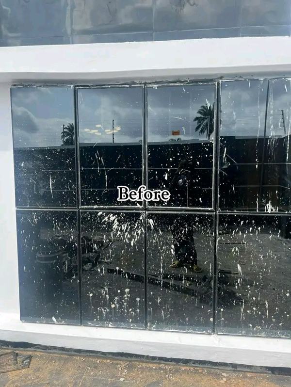 Before: Post-construction glass cleaning